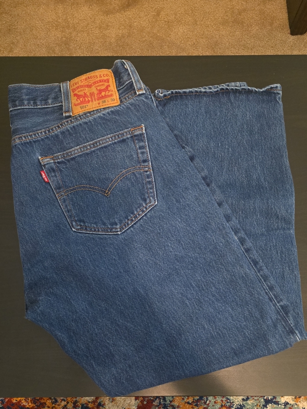 Levis 501 Original Fit Mens Medium Wash Straight Button Fly Jeans 38x30